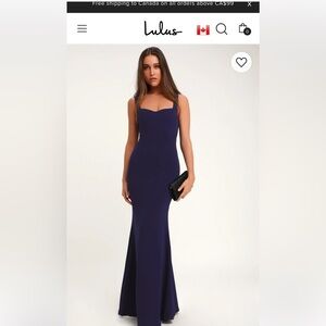 NWT Lulu’s Navy Blue Mermaid Hem Evening Dress